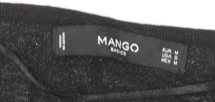 Womens UK Size M Mango Black Basic T-Shirt