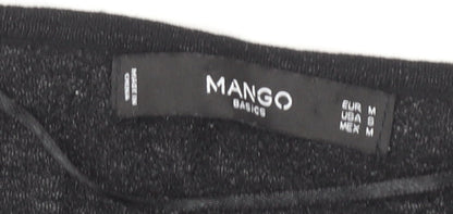 Womens UK Size M Mango Black Basic T-Shirt