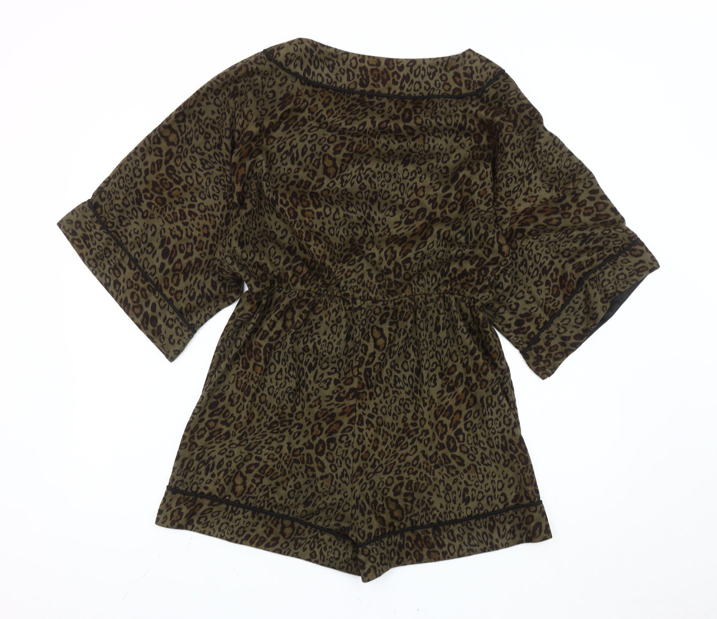 PrettyLittleThing Women’s Brown Animal Print V-Neck Playsuit Size 12