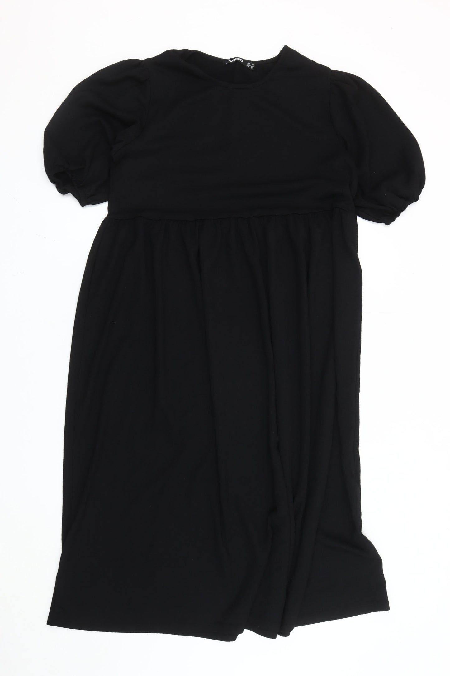 Boohoo Women’s Black Midi Empire Waist Puff Sleeve Dress Size 14