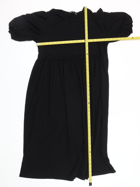 Boohoo Women’s Black Midi Empire Waist Puff Sleeve Dress Size 14
