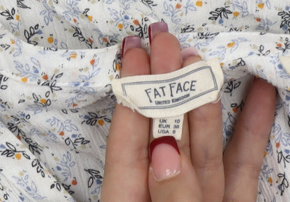 Womens UK Size 10 Fat Face White Basic Blouse