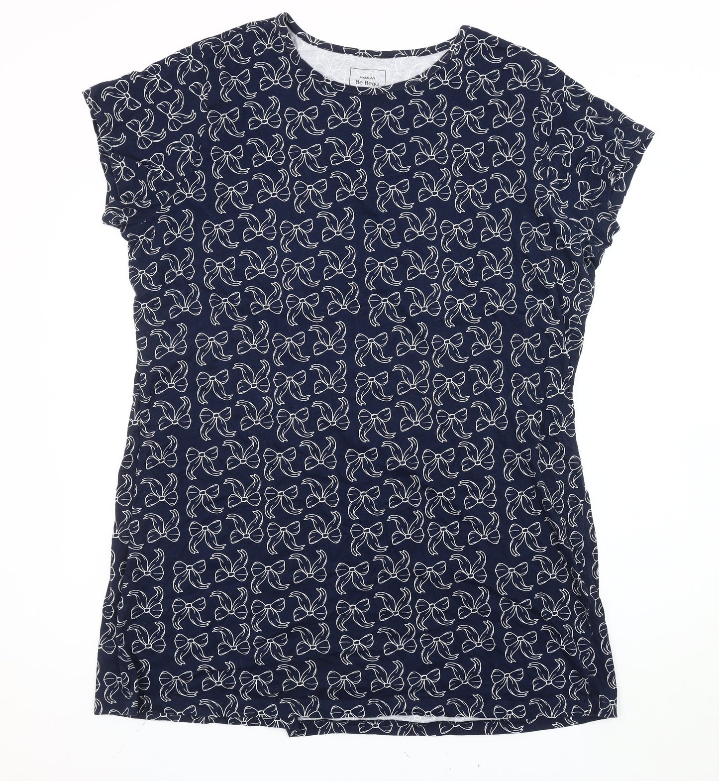 Matalan Women’s Blue Bow Print Cotton T-Shirt XL Casual