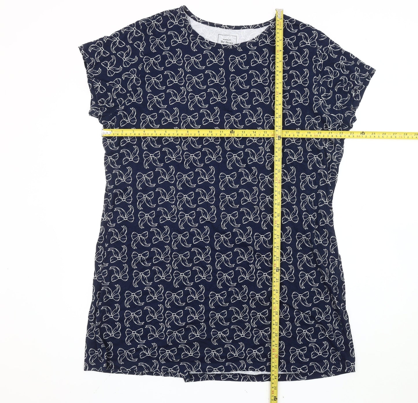 Matalan Women’s Blue Bow Print Cotton T-Shirt XL Casual