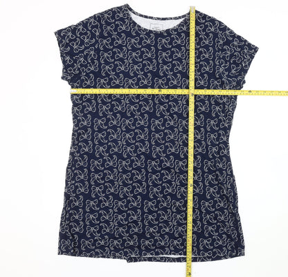 Matalan Women’s Blue Bow Print Cotton T-Shirt XL Casual