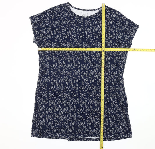 Matalan Women’s Blue Bow Print Cotton T-Shirt XL Casual