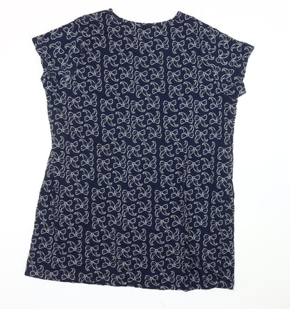Matalan Women’s Blue Bow Print Cotton T-Shirt XL Casual