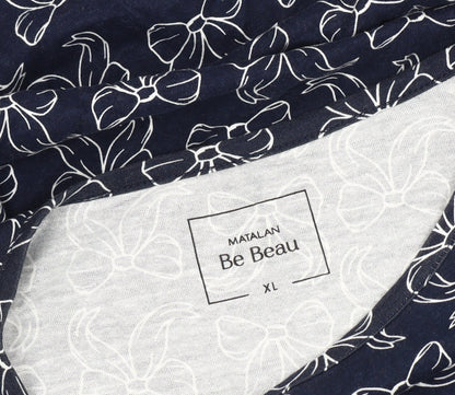 Matalan Women’s Blue Bow Print Cotton T-Shirt XL Casual