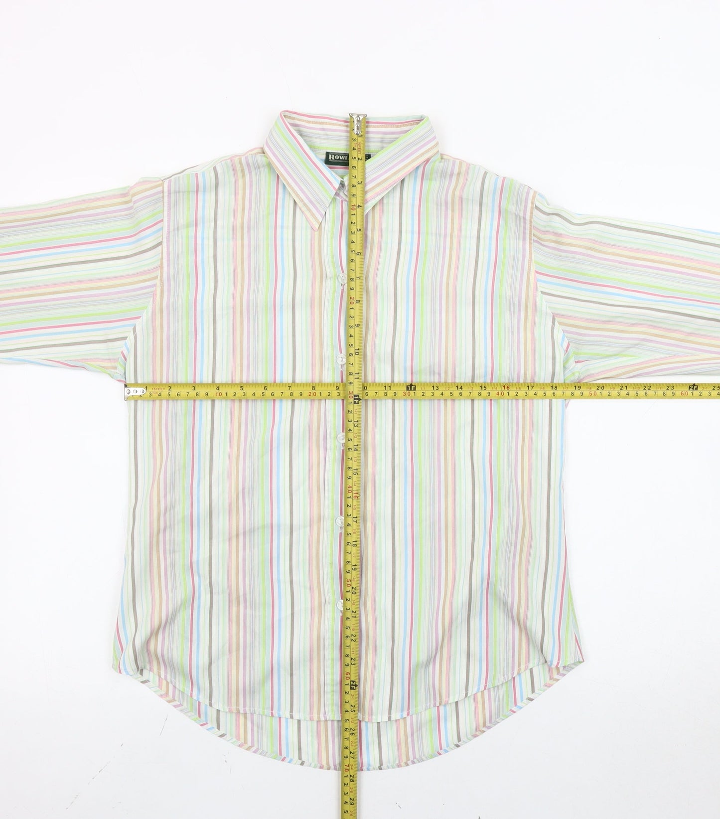 ROWLANDS Womens Multicoloured Striped Long Sleeve Button-Up Shirt M