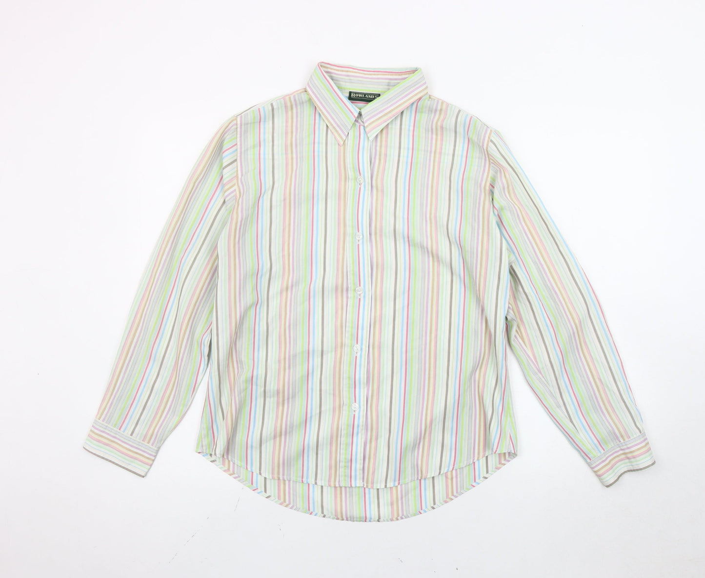 ROWLANDS Womens Multicoloured Striped Long Sleeve Button-Up Shirt M