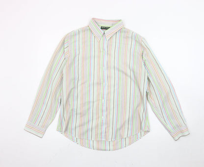 ROWLANDS Womens Multicoloured Striped Long Sleeve Button-Up Shirt M