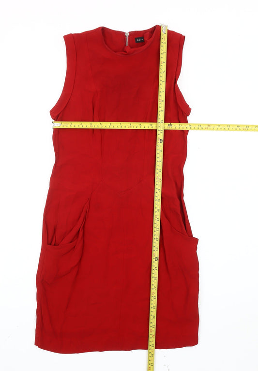 Zara Woman Red Sleeveless Sheath Dress XS Knee Length Classic