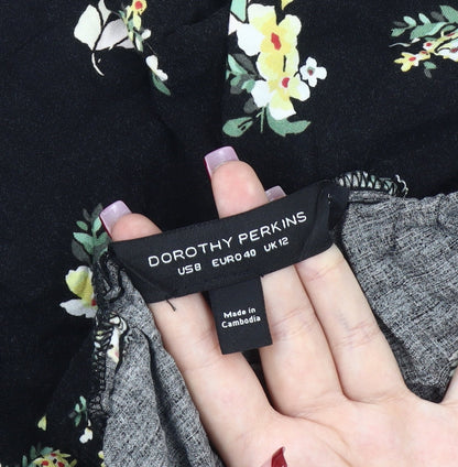 Dorothy Perkins Women’s Black Floral Paperbag Shorts Size 12