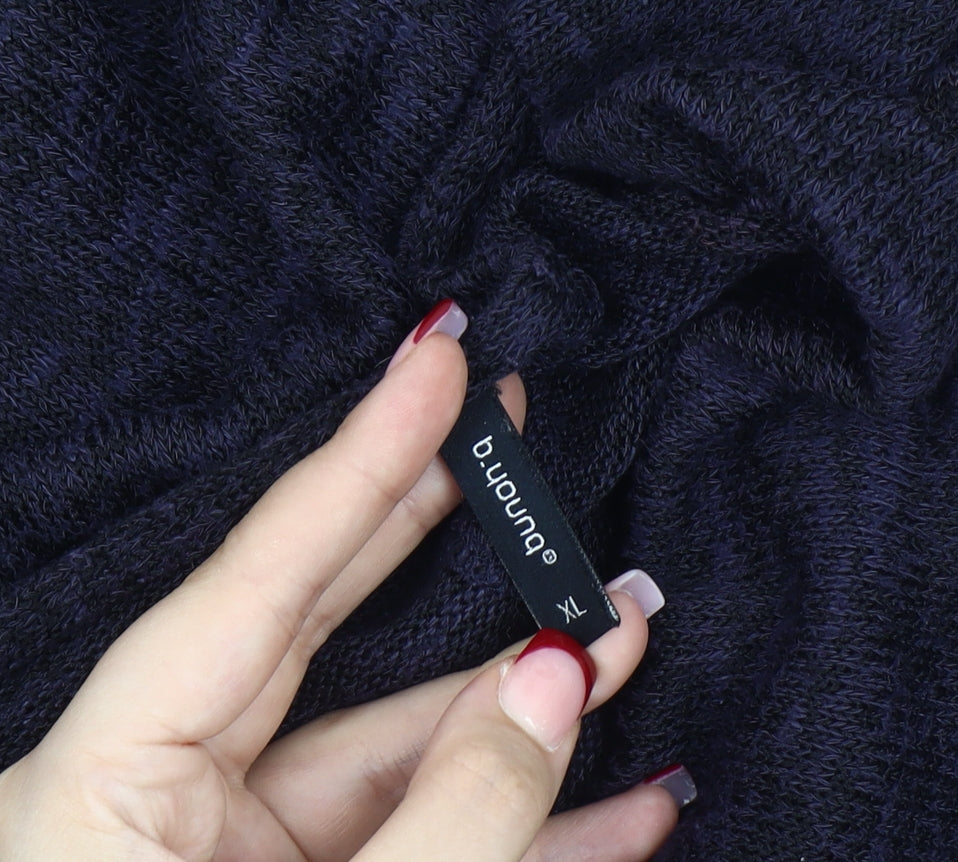 b.young Women's Blue XL Cowl Neck 3/4 Sleeve Pullover Jumper