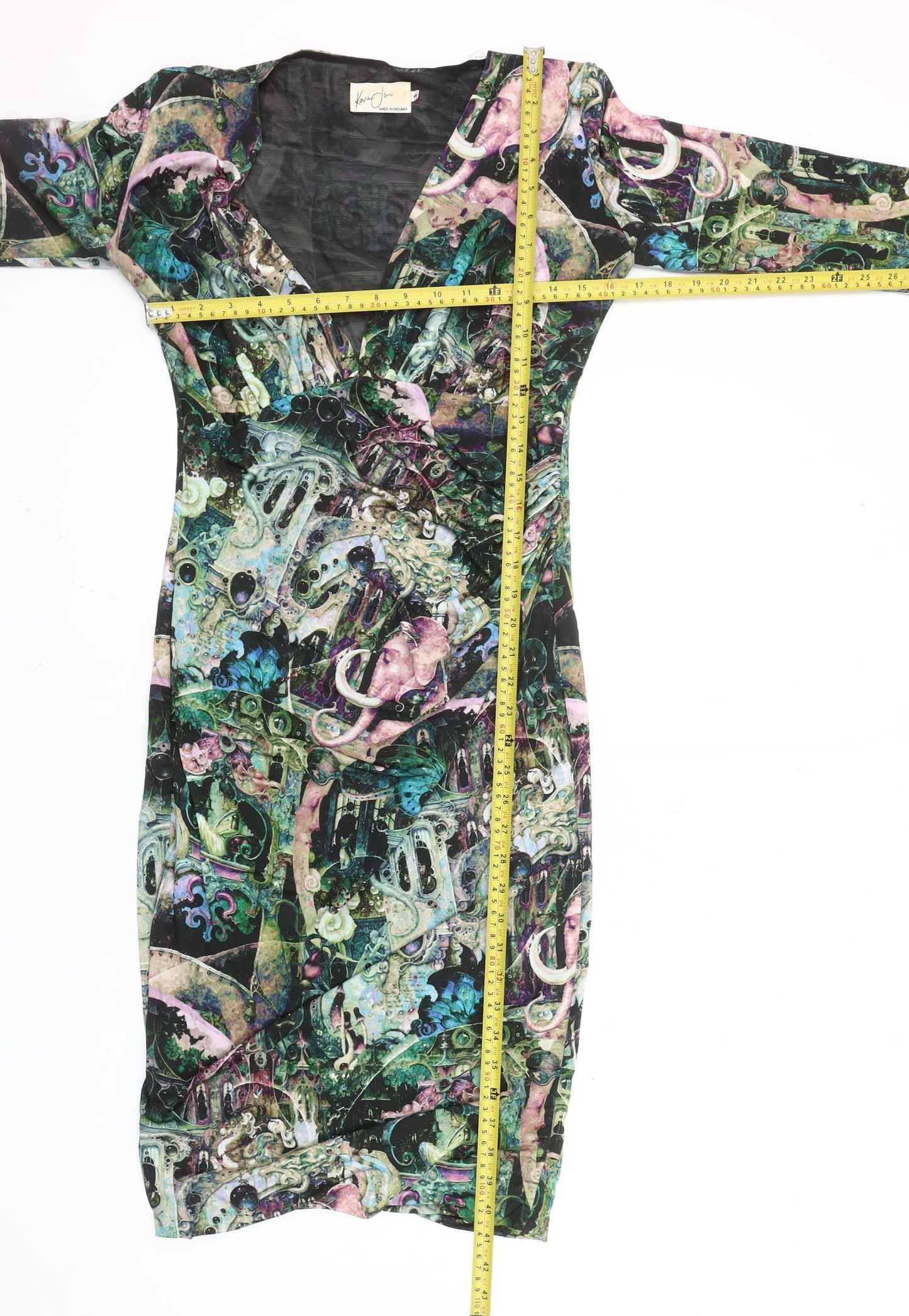 Kevan Jon Women's Multicoloured Bodycon Viscose Stretch Dress Size 8