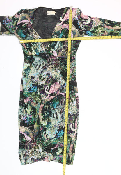 Kevan Jon Women's Multicoloured Bodycon Viscose Stretch Dress Size 8