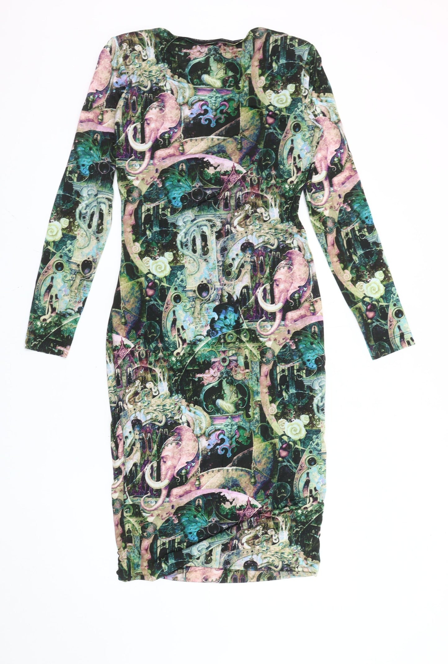 Kevan Jon Women's Multicoloured Bodycon Viscose Stretch Dress Size 8
