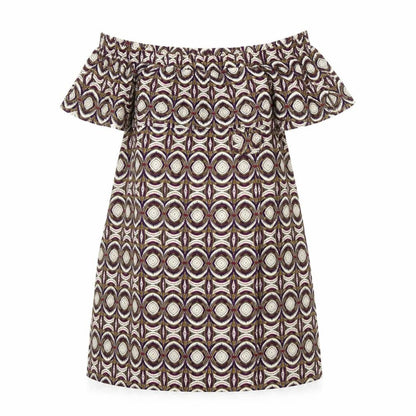 H&M Women's Multicoloured Geometric Off Shoulder Knee Length Dress Size 10
