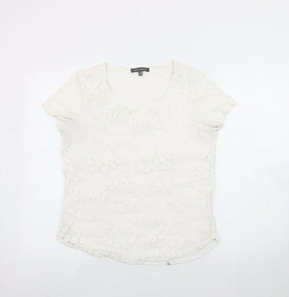 Laura Ashley Women’s Ivory Floral Embroidered T-Shirt Size 10