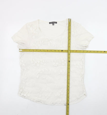 Laura Ashley Women’s Ivory Floral Embroidered T-Shirt Size 10