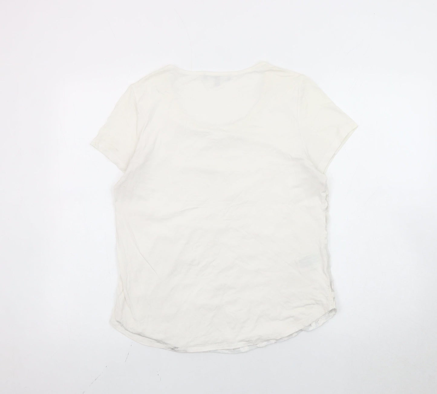 Laura Ashley Women’s Ivory Floral Embroidered T-Shirt Size 10