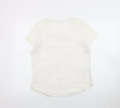 Laura Ashley Women’s Ivory Floral Embroidered T-Shirt Size 10
