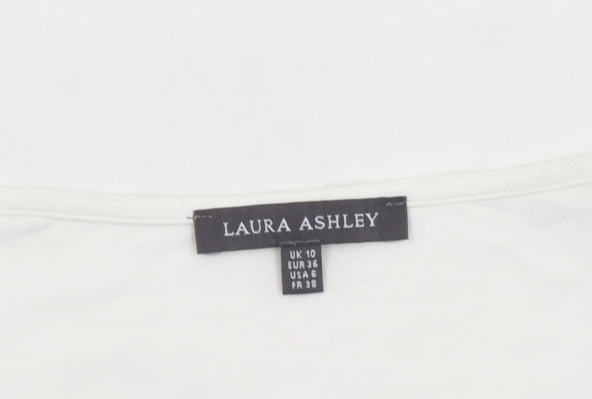 Laura Ashley Women’s Ivory Floral Embroidered T-Shirt Size 10