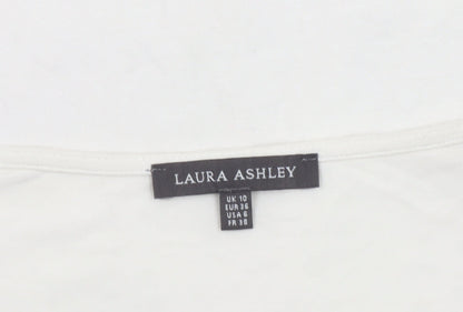 Laura Ashley Women’s Ivory Floral Embroidered T-Shirt Size 10