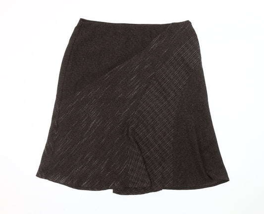 Marks and Spencer Women’s Brown Check A-Line Midi Skirt Size 16