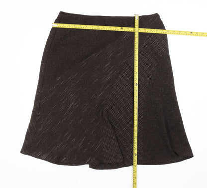 Marks and Spencer Women’s Brown Check A-Line Midi Skirt Size 16