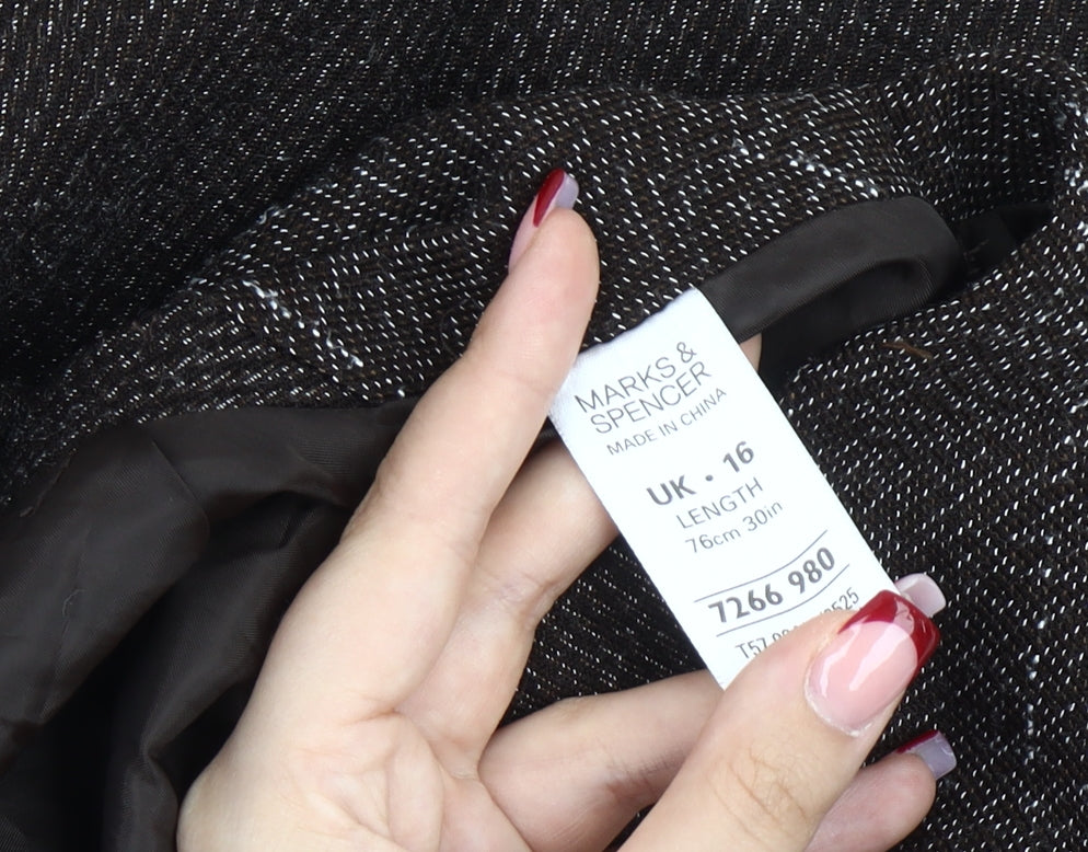 Marks and Spencer Women’s Brown Check A-Line Midi Skirt Size 16