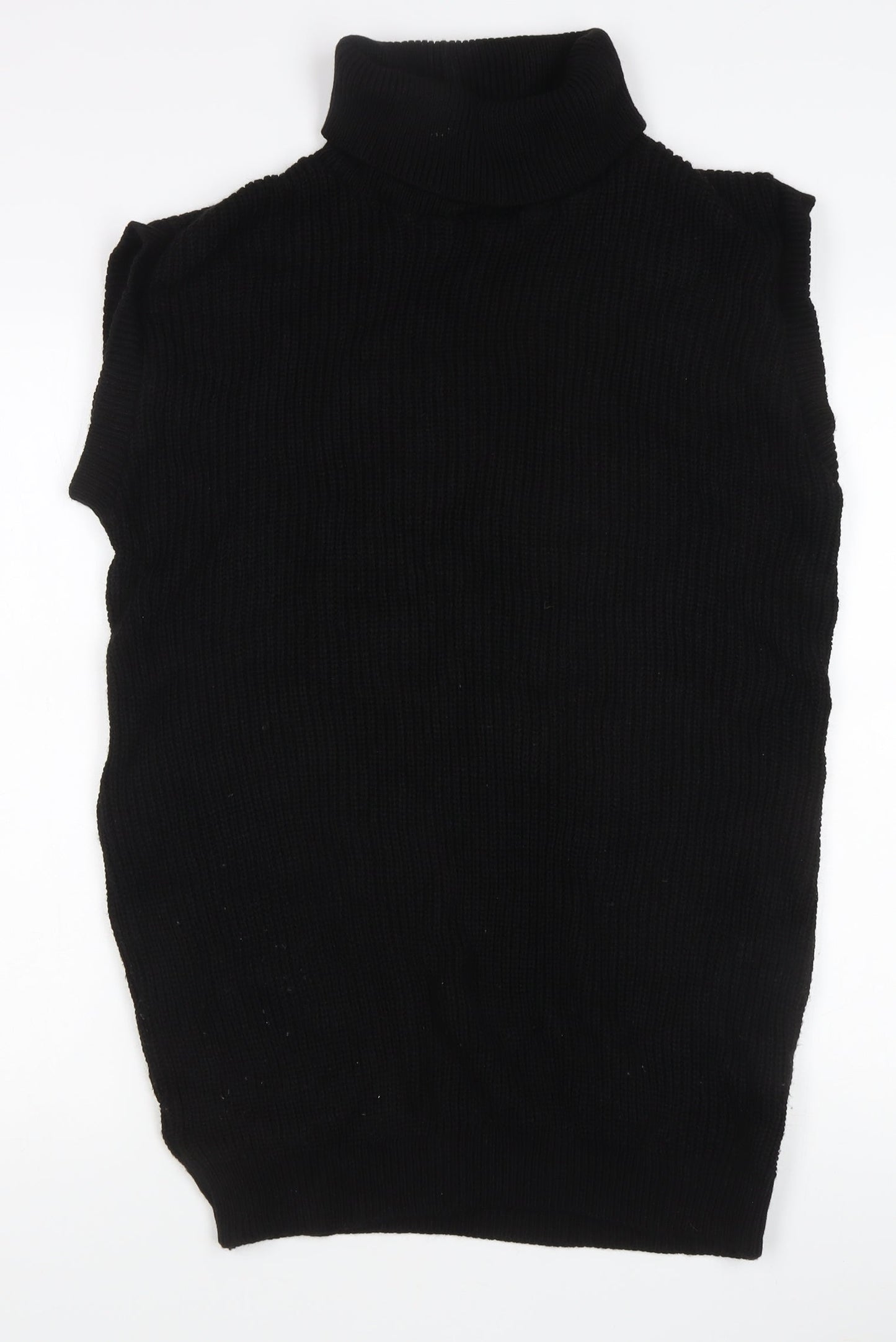 Nana Women’s Black Sleeveless Roll Neck Rib-Knit Jumper Size S