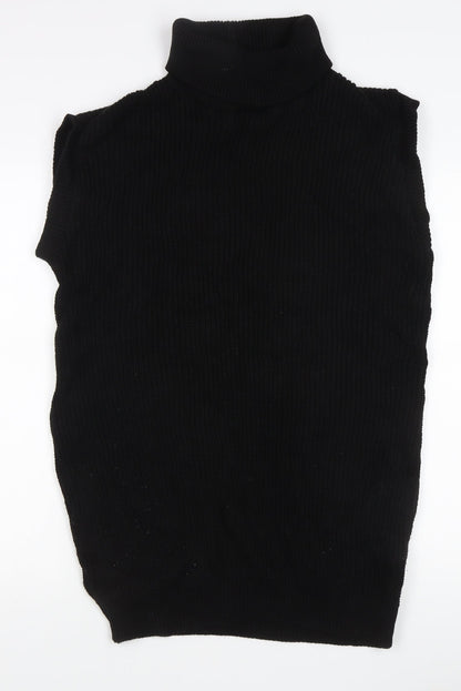 Nana Women’s Black Sleeveless Roll Neck Rib-Knit Jumper Size S