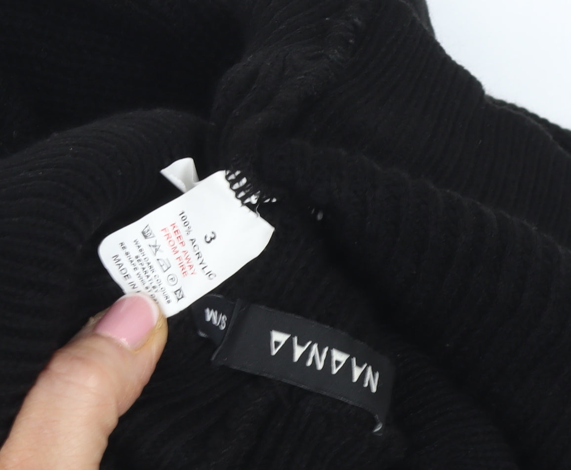 Nana Women’s Black Sleeveless Roll Neck Rib-Knit Jumper Size S