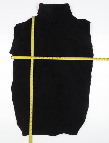 Nana Women’s Black Sleeveless Roll Neck Rib-Knit Jumper Size S