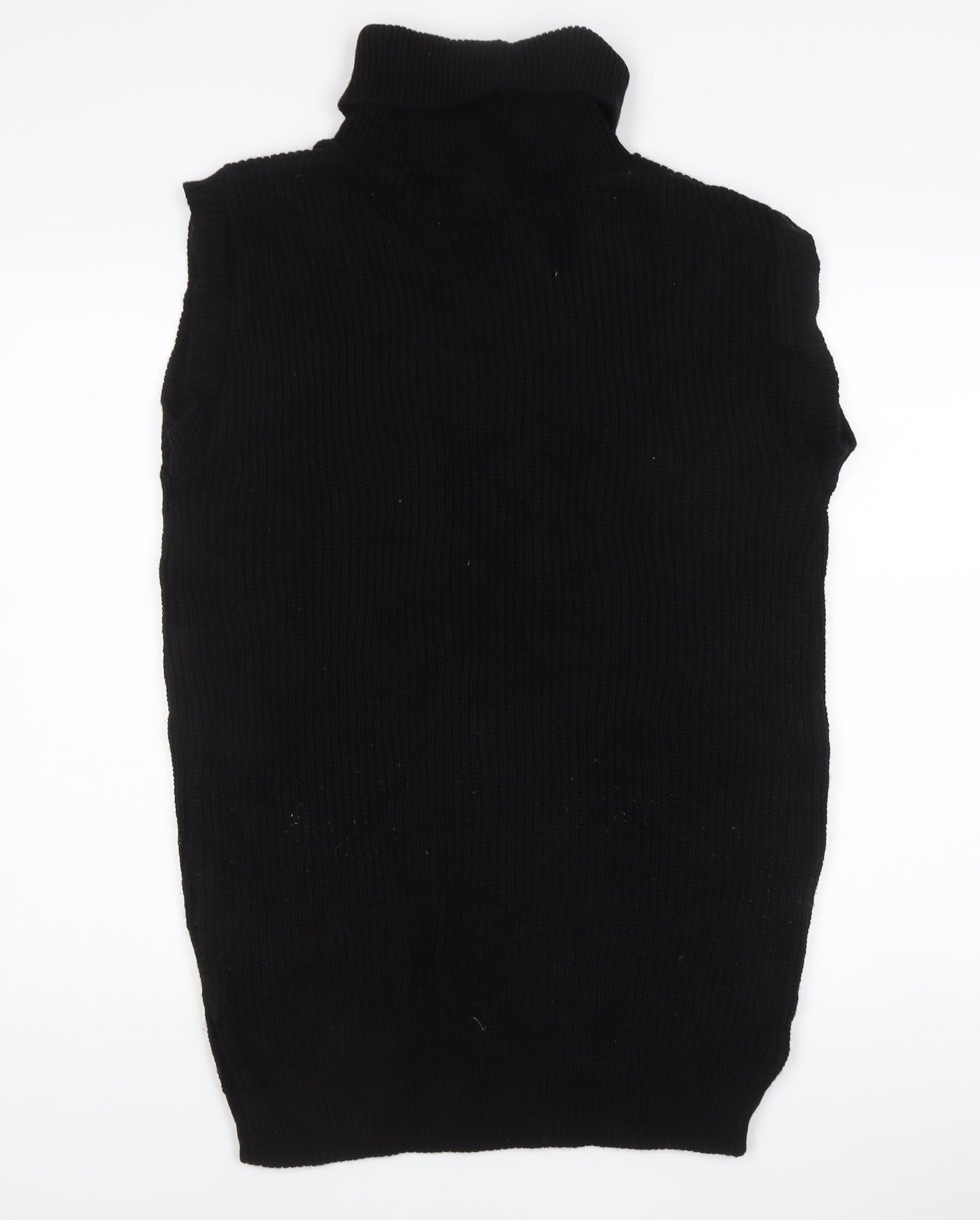 Nana Women’s Black Sleeveless Roll Neck Rib-Knit Jumper Size S