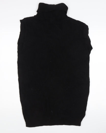 Nana Women’s Black Sleeveless Roll Neck Rib-Knit Jumper Size S