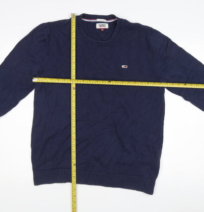 Tommy Jeans Men's Blue Cotton Pullover Jumper L Regular Fit