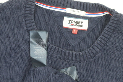 Tommy Jeans Men's Blue Cotton Pullover Jumper L Regular Fit