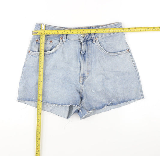 Topshop Women’s Blue High-Rise Cut-Off Denim Shorts Size M