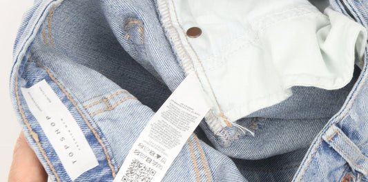 Topshop Women’s Blue High-Rise Cut-Off Denim Shorts Size M