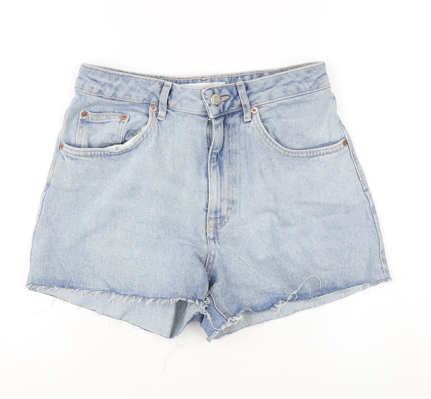 Topshop Women’s Blue High-Rise Cut-Off Denim Shorts Size M