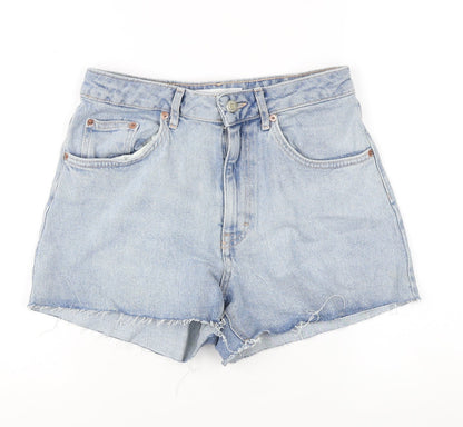 Topshop Women’s Blue High-Rise Cut-Off Denim Shorts Size M