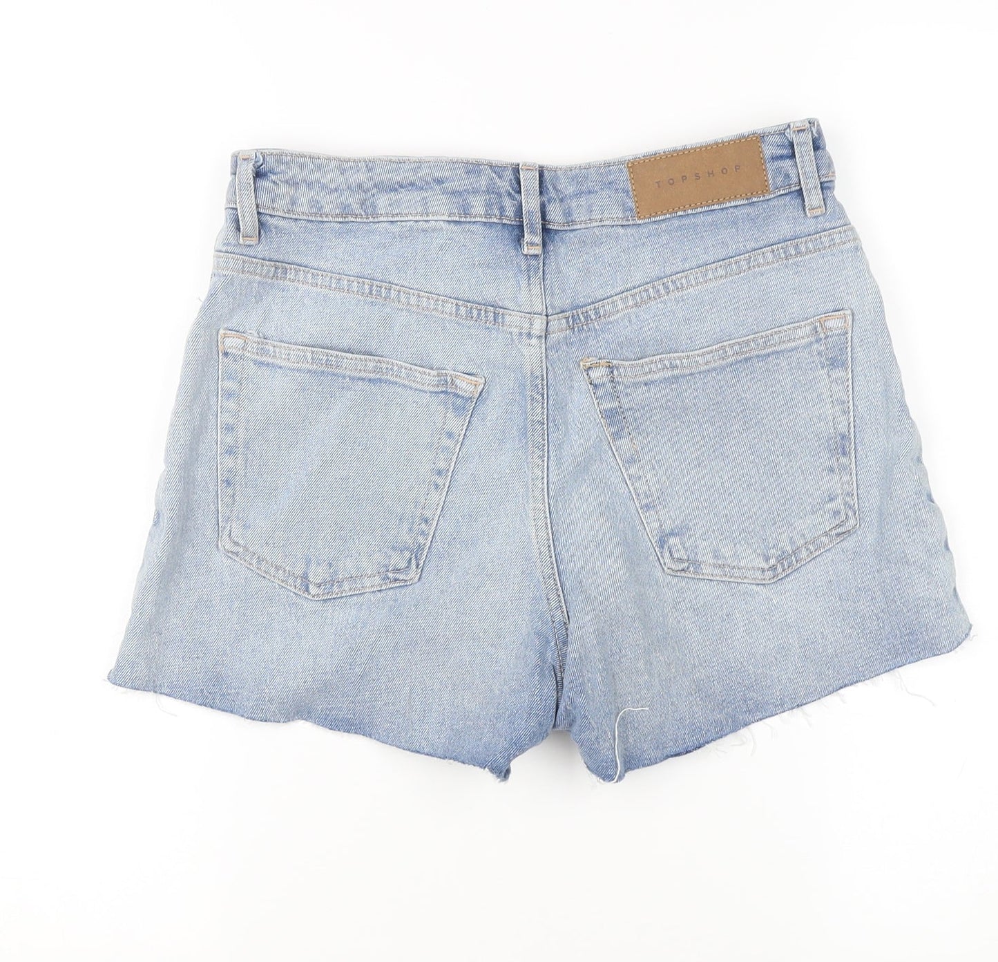 Topshop Women’s Blue High-Rise Cut-Off Denim Shorts Size M