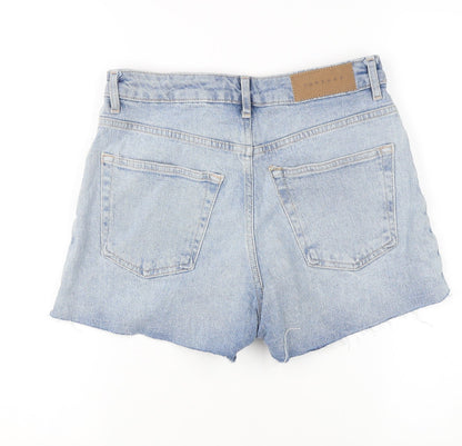 Topshop Women’s Blue High-Rise Cut-Off Denim Shorts Size M