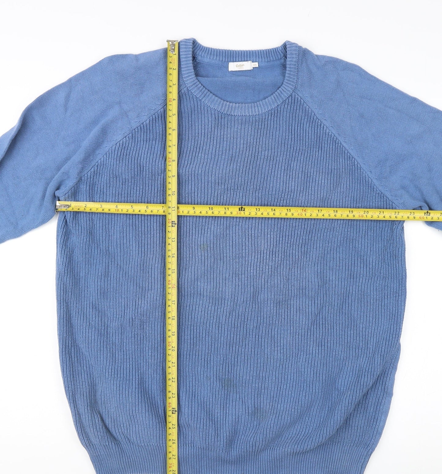 Cotton Traders Men’s Blue 2XL Crew Neck Cotton Jumper