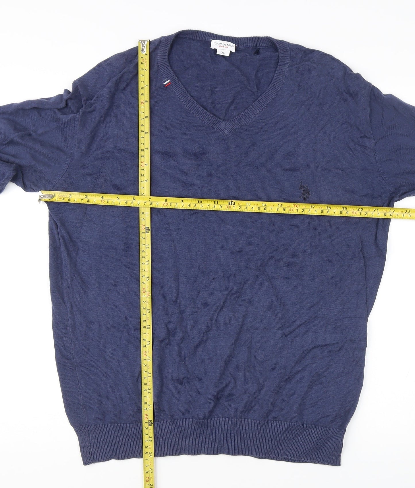 U.S. Polo Assn. Men’s Blue Cotton V-Neck Pullover Jumper XL