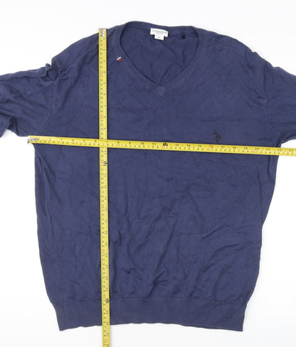 U.S. Polo Assn. Men’s Blue Cotton V-Neck Pullover Jumper XL