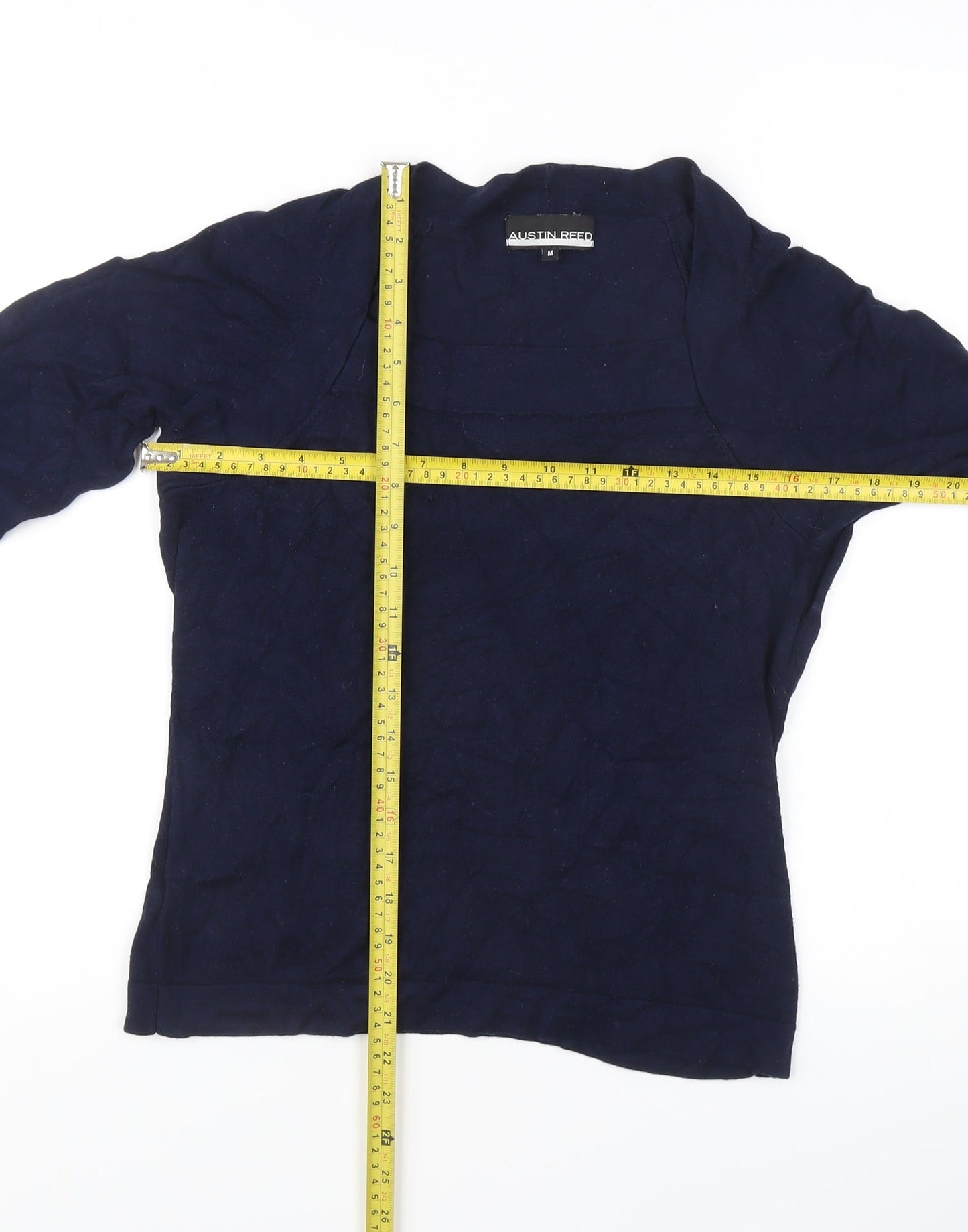 Austin Reed Women’s Blue M Cardigan Tight-Knit 3/4 Sleeve Raglan