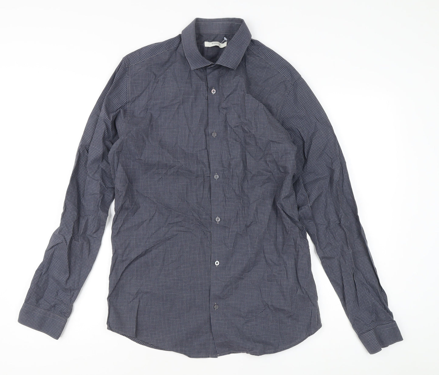 Jack & Jones Men’s Blue Check Slim Fit Cotton Shirt M Long Sleeve